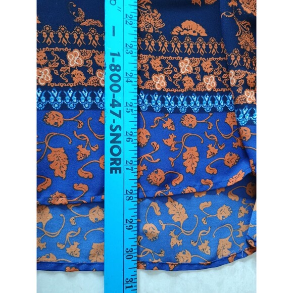 Pleione Blouse Womens Size XL Dark Blue Orange Floral Long Sleeve Anthro - Picture 8 of 10
